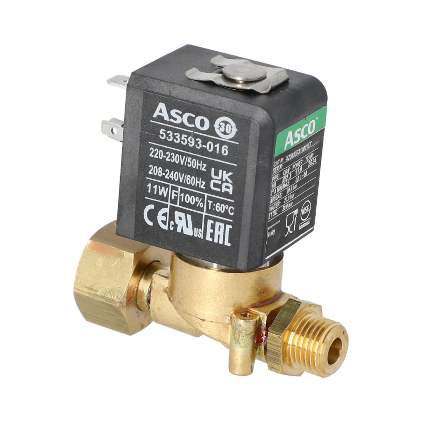 ASCO 2-Way Solenoid Valve 230V 1/4" x 3/8" 2.3mm 11W - Rancilio
