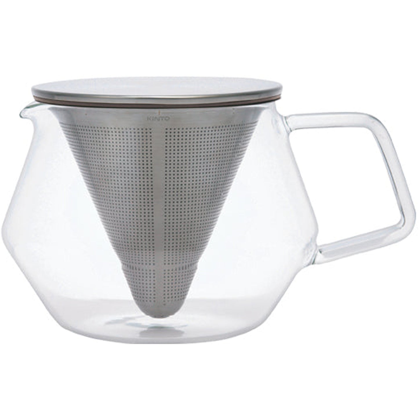 Kinto CARAT Teapot 600ml - Heat-Resistant Glass & Stainless Steel with Conical Filter