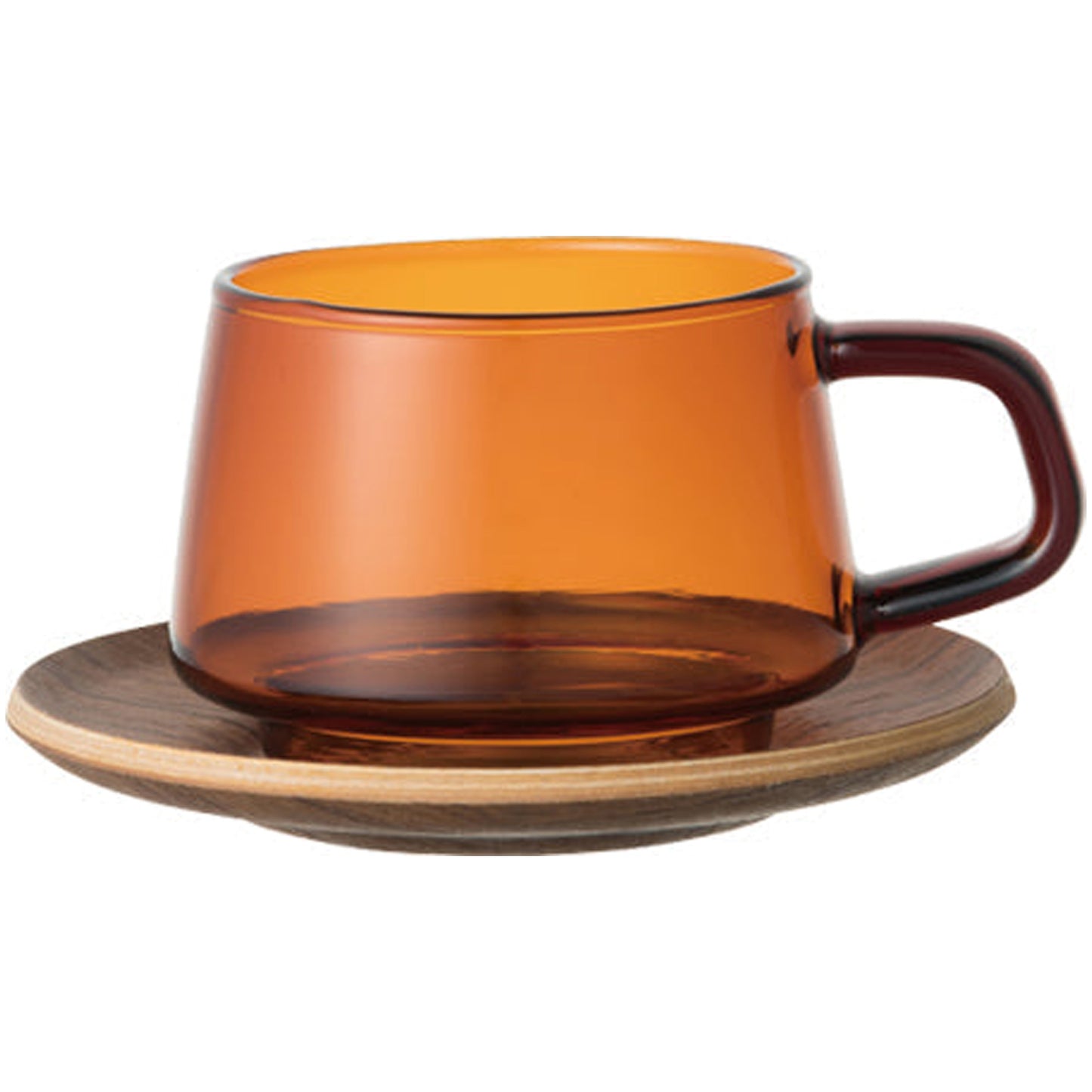Kinto SEPIA Cup & Saucer 270ml Heat-Resistant Glass, Nostalgic Design