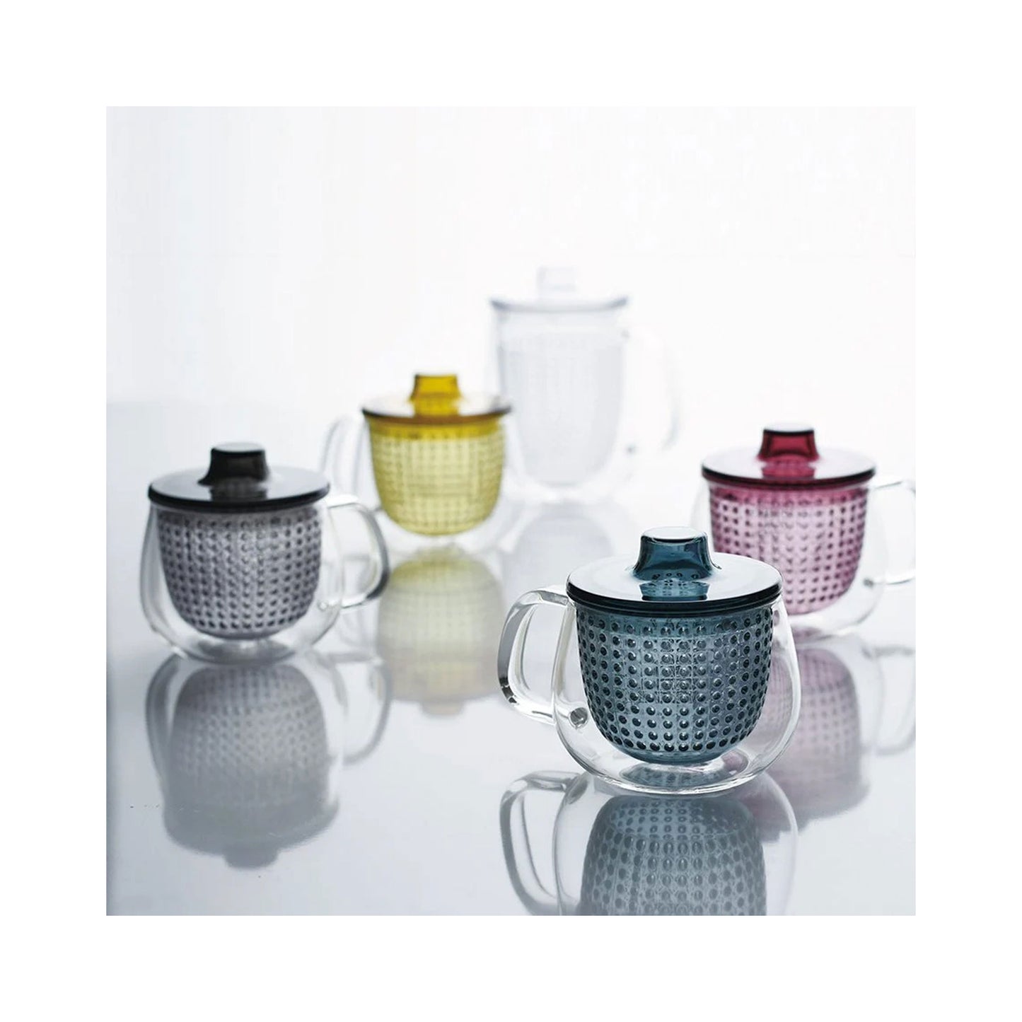 Kinto UNITEA Unimug 350ml Heat-Resistant Glass Mug with Lid and Strainer