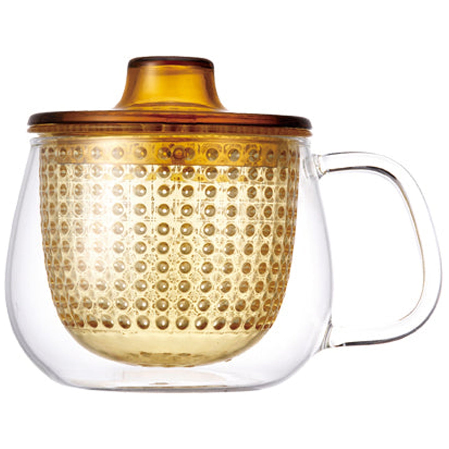 Kinto UNITEA Unimug 350ml Heat-Resistant Glass Mug with Lid and Strainer