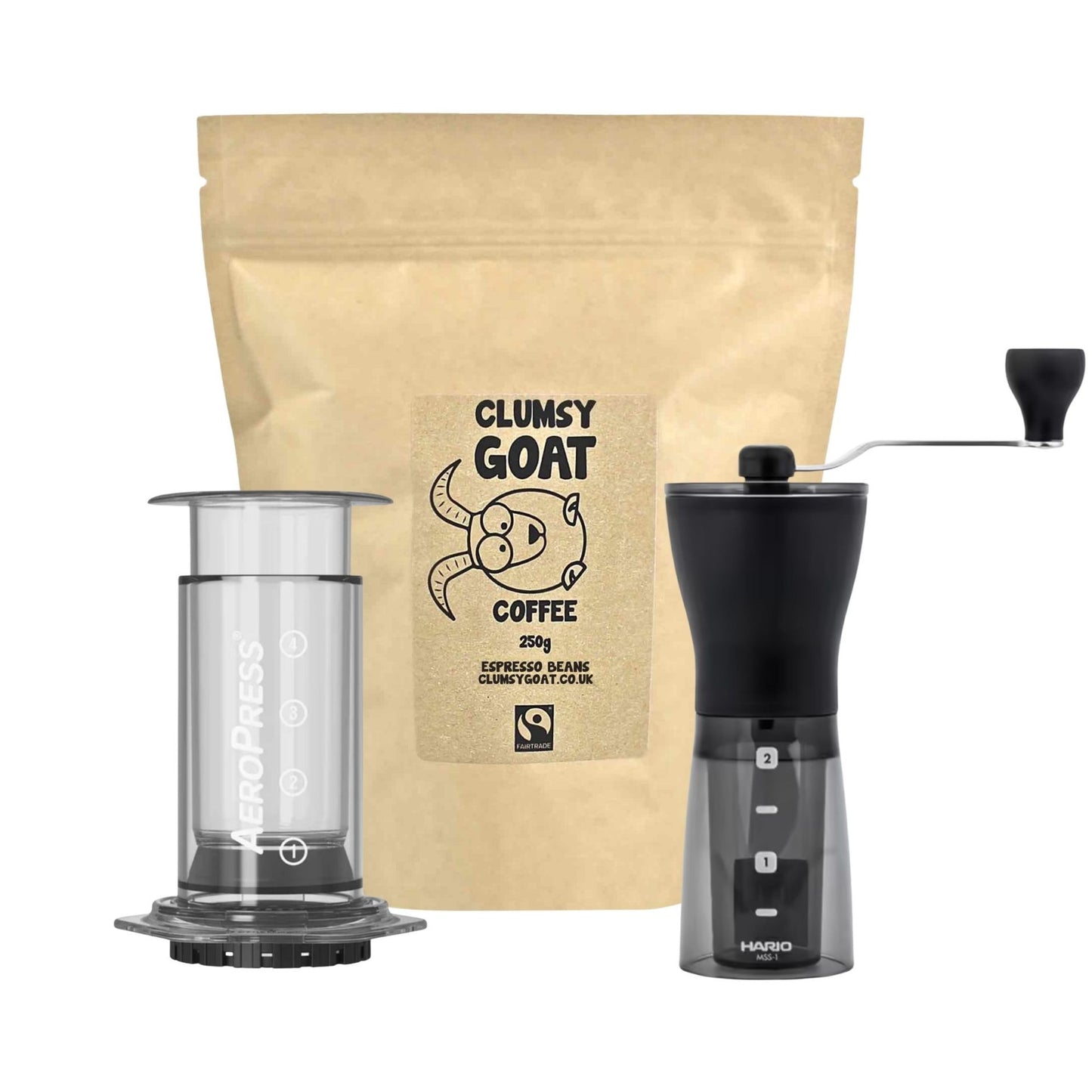 AeroPress Brew Kit - Aeropress, Grinder & Coffee
