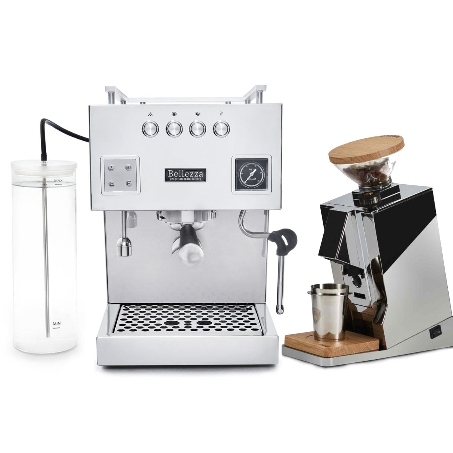 Bellezza Bellona Dual Boiler Espresso Machine & Eureka Oro Mignon Single Dose Grinder Bundle