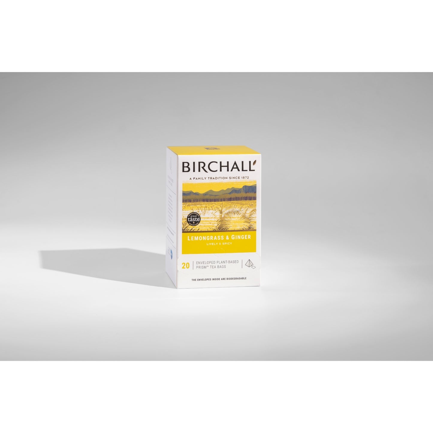Birchall Lemongrass & Ginger 20 Enveloped Plant-Based Prism Tea Bags