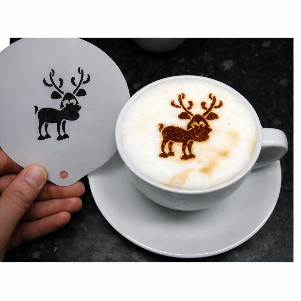 Reindeer Hot Chocolate Coffee Stencil