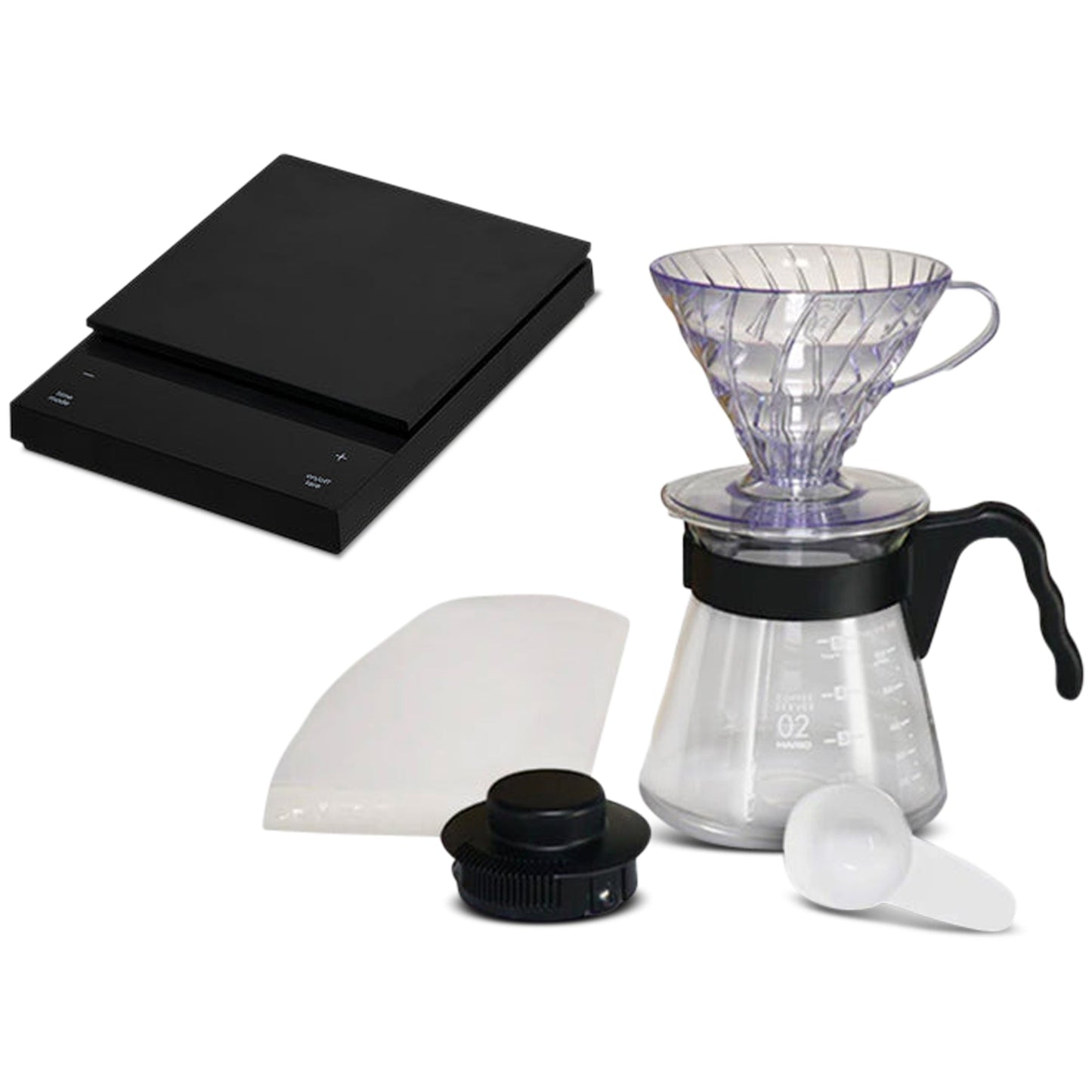 Hario Polaris Black and V60 Coffee Dripper and Server Set (Size 02)