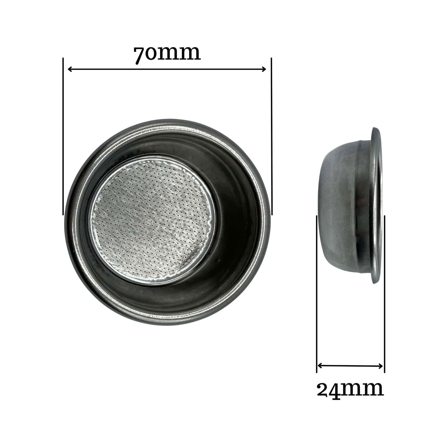 14-16g Double Filter Basket – External Ridge for Espresso Machines