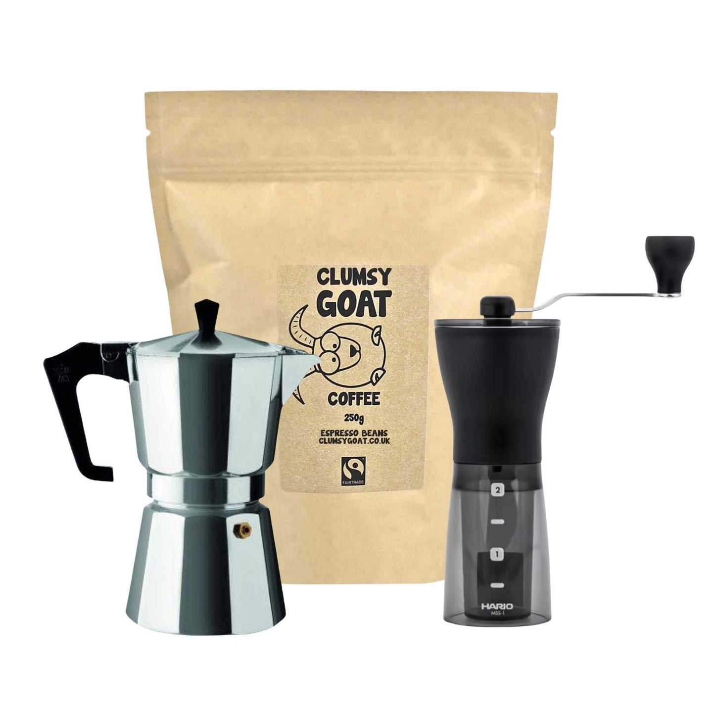 Italexpress Brewing Bundle - Moka Pot, Grinder & Coffee Bundle