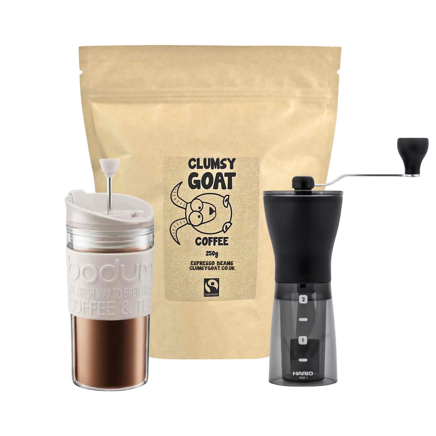 Travel Coffee Bundle – Travel Press, Grinder & Coffee Beans