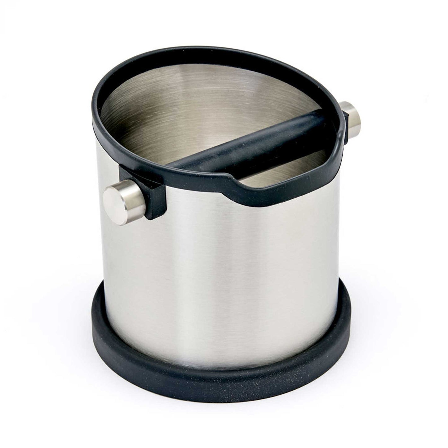 Rhinowares Deluxe Stainless Steel Coffee Knock Box + Black Rubber Trim