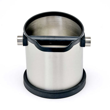 Rhinowares Deluxe Stainless Steel Coffee Knock Box + Black Rubber Trim