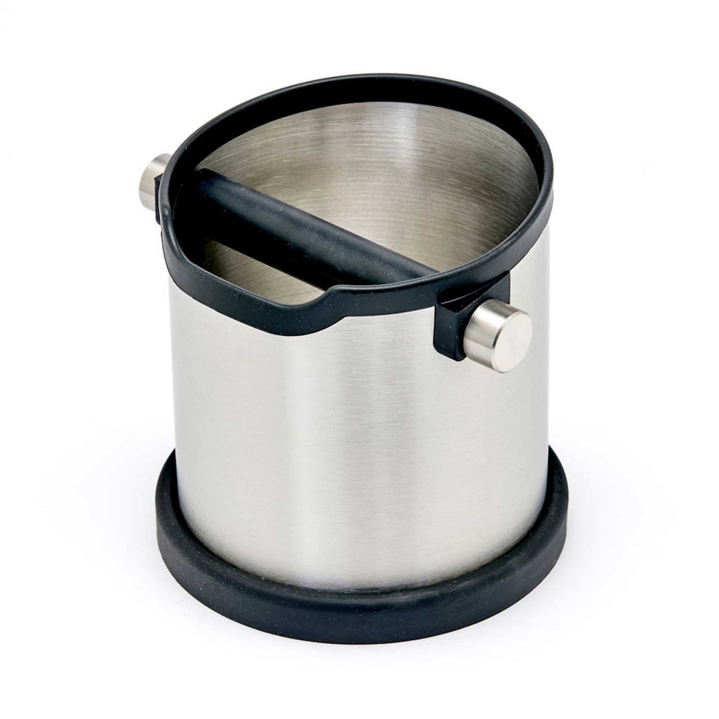 Rhinowares Deluxe Stainless Steel Coffee Knock Box + Black Rubber Trim