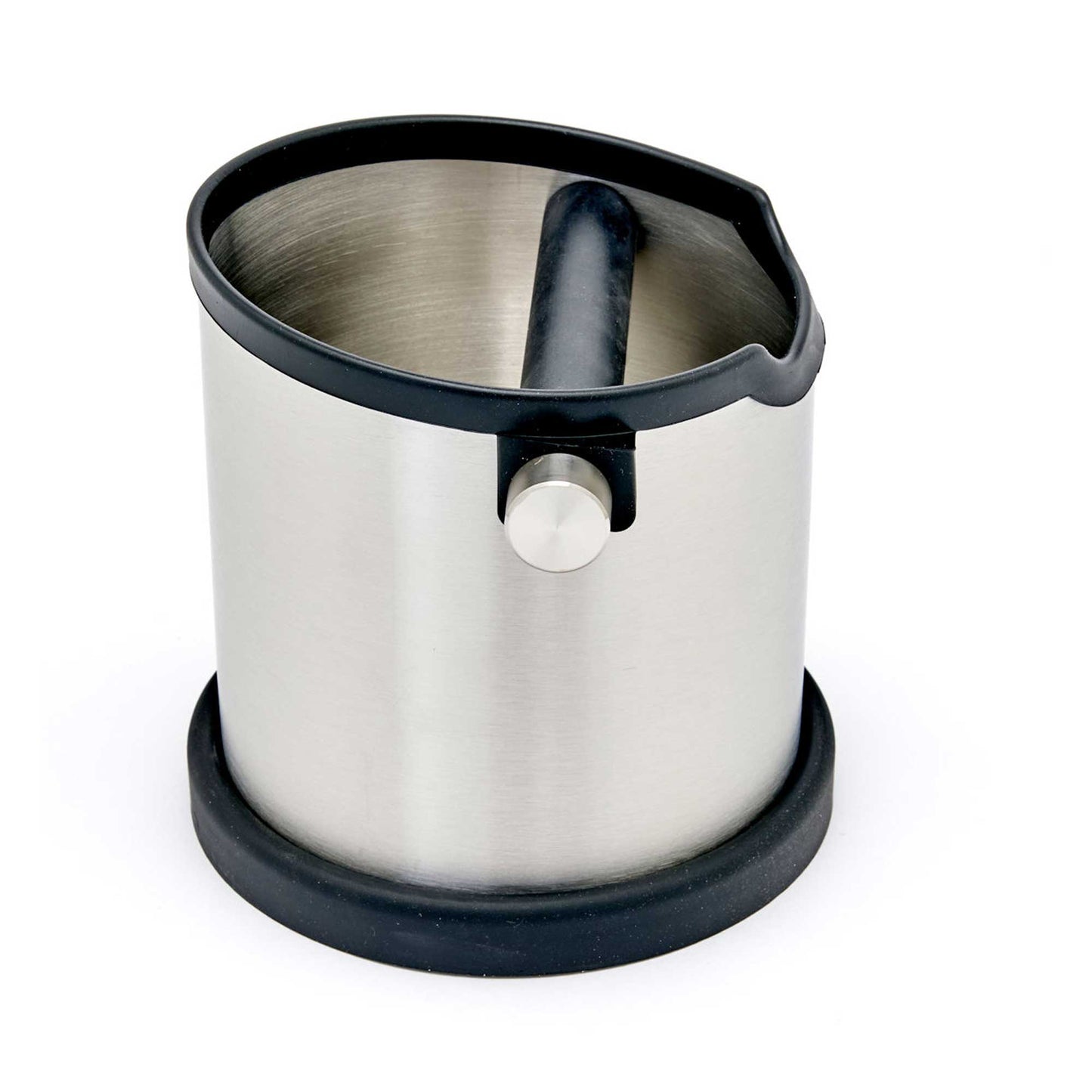 Rhinowares Deluxe Stainless Steel Coffee Knock Box + Black Rubber Trim
