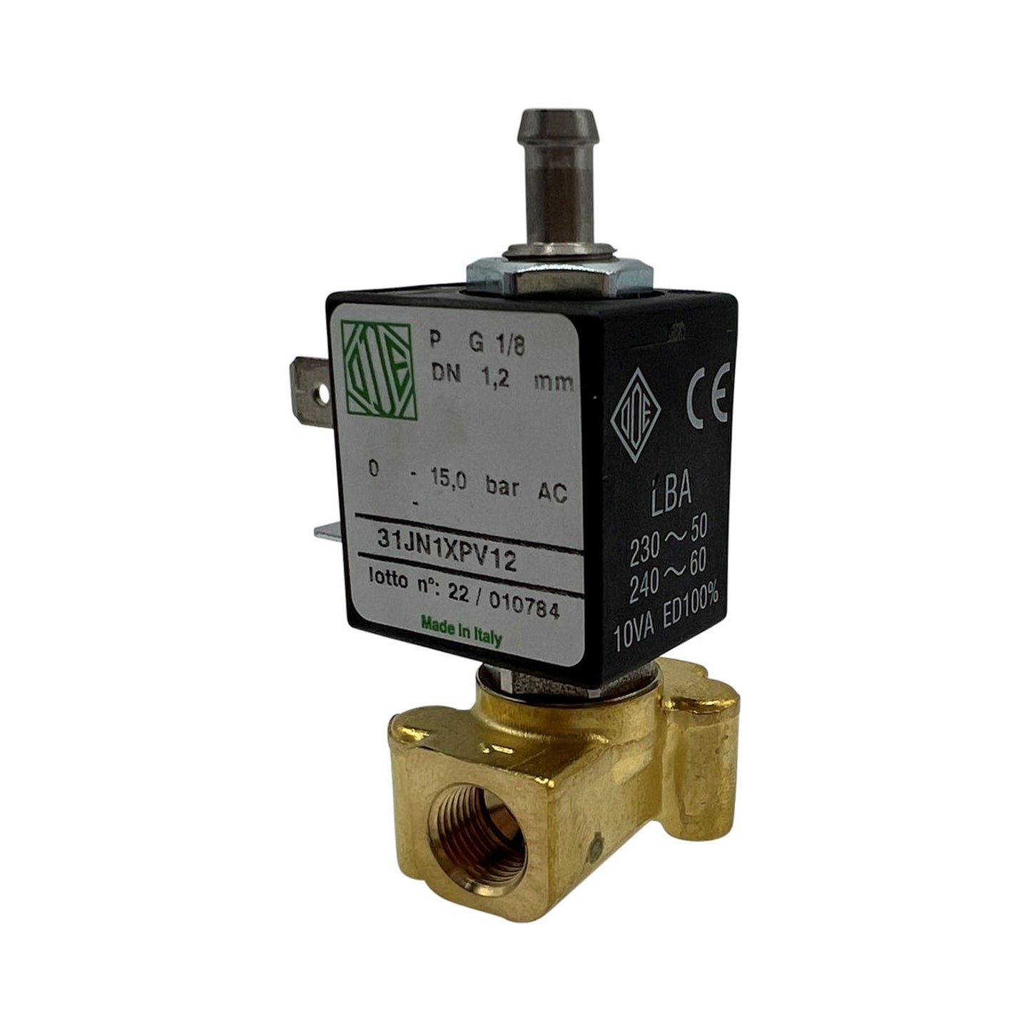 Necta 3 Way Inlet Solenoid Valve 230V 1/8 1.2mm – ODE Coil