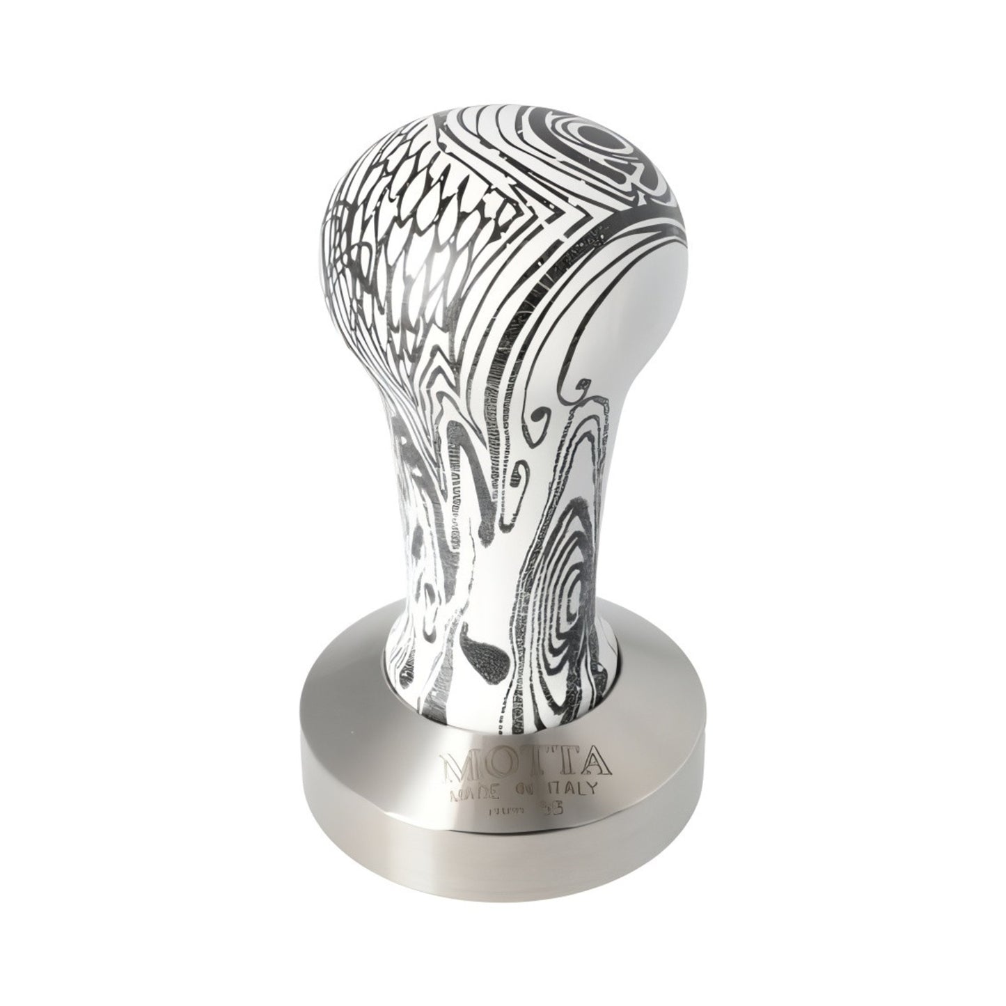 Motta Black / White Tamper - Stainless Steel Flat Base