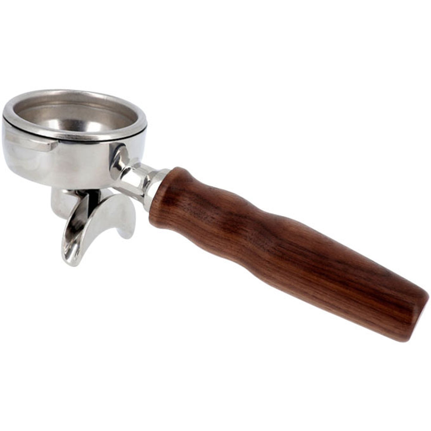 Universal Double Stainless Steel E61 58mm Portafilter Complete - Walnut - 8.5 Gasket