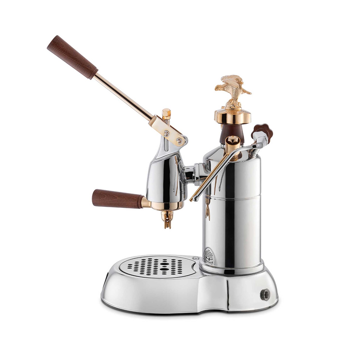 La Pavoni Expo 2015 Lever Coffee Machine - Stainless Steel Gold and Wood