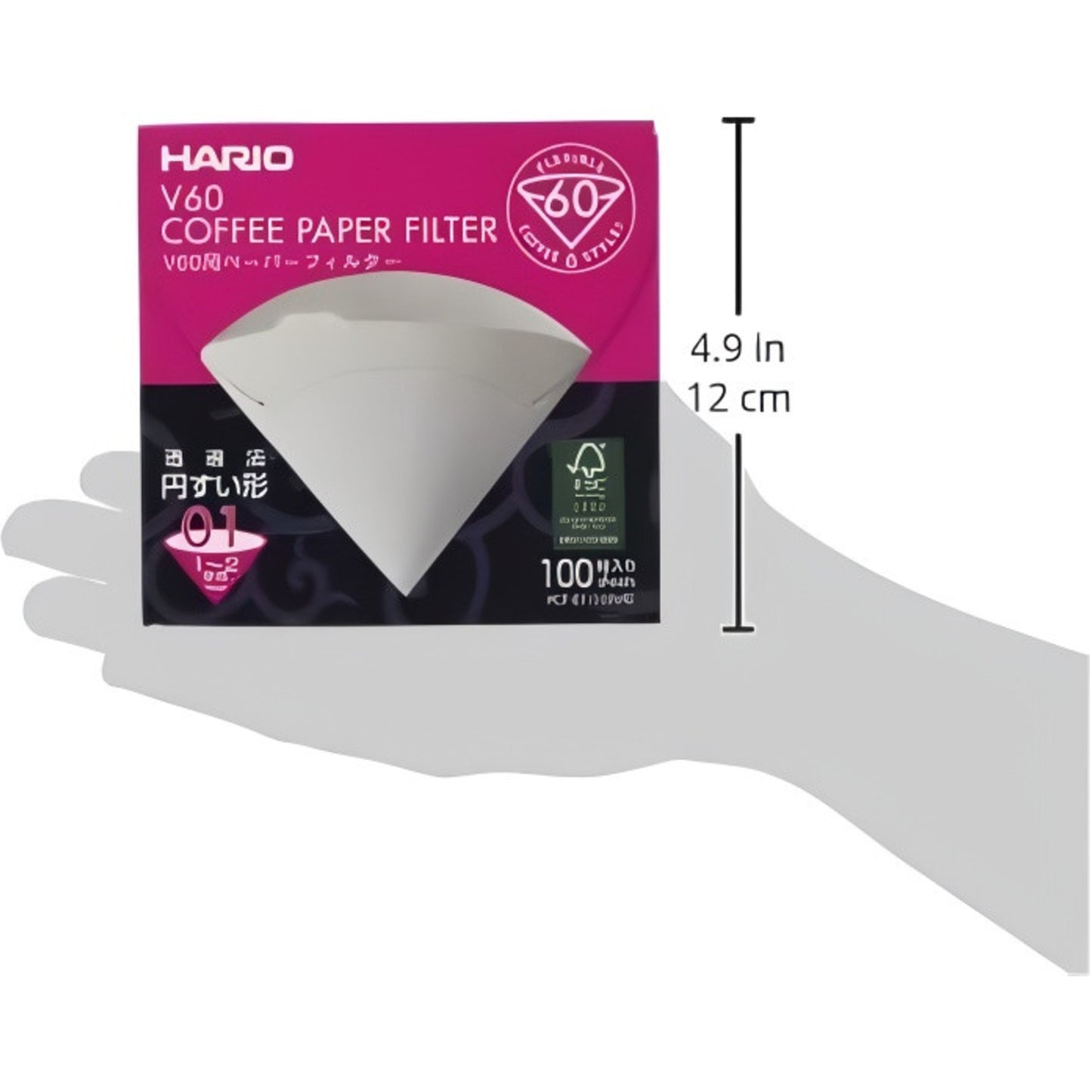 Hario V60 Paper Filter 01 Dripper Sheets - Box Of 100