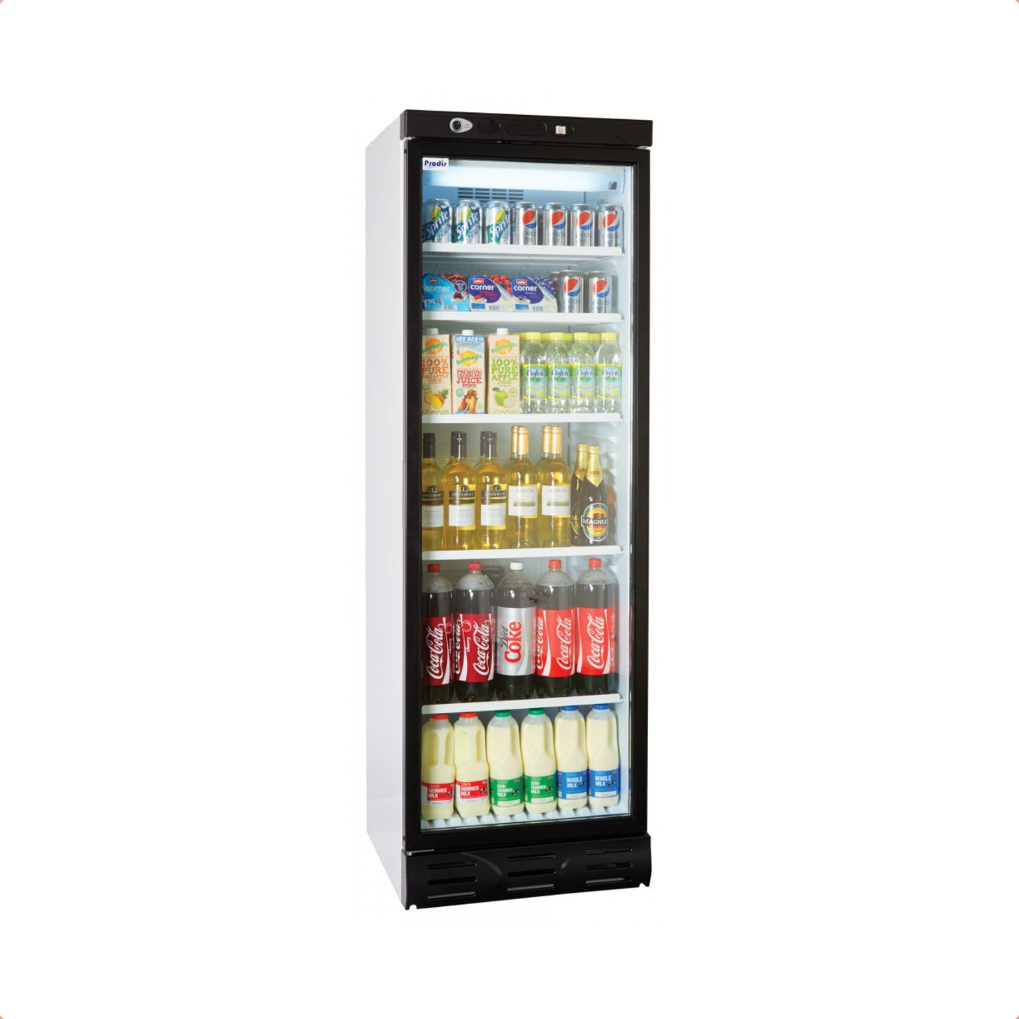 Prodis XD380LH Left Hand Hinged Single Door Tall Shop Display Fridge