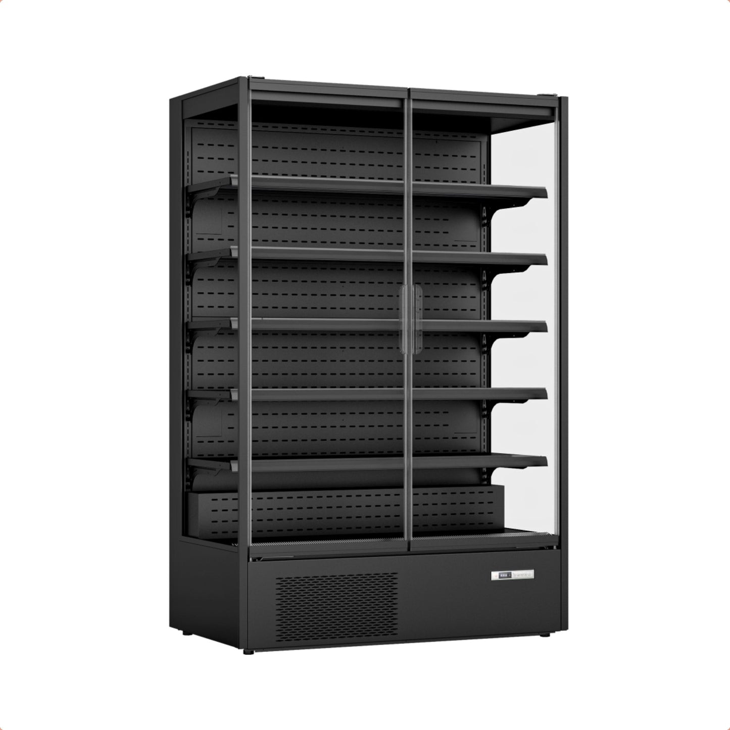 Prodis XMD1250-P-FGD-K Panoramic Frameless Glass Door Refridgerated Multideck - Black