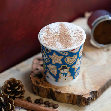 Vegware 8oz Compostable Double Wall Christmas Hot Coffee Cups - Case of 500