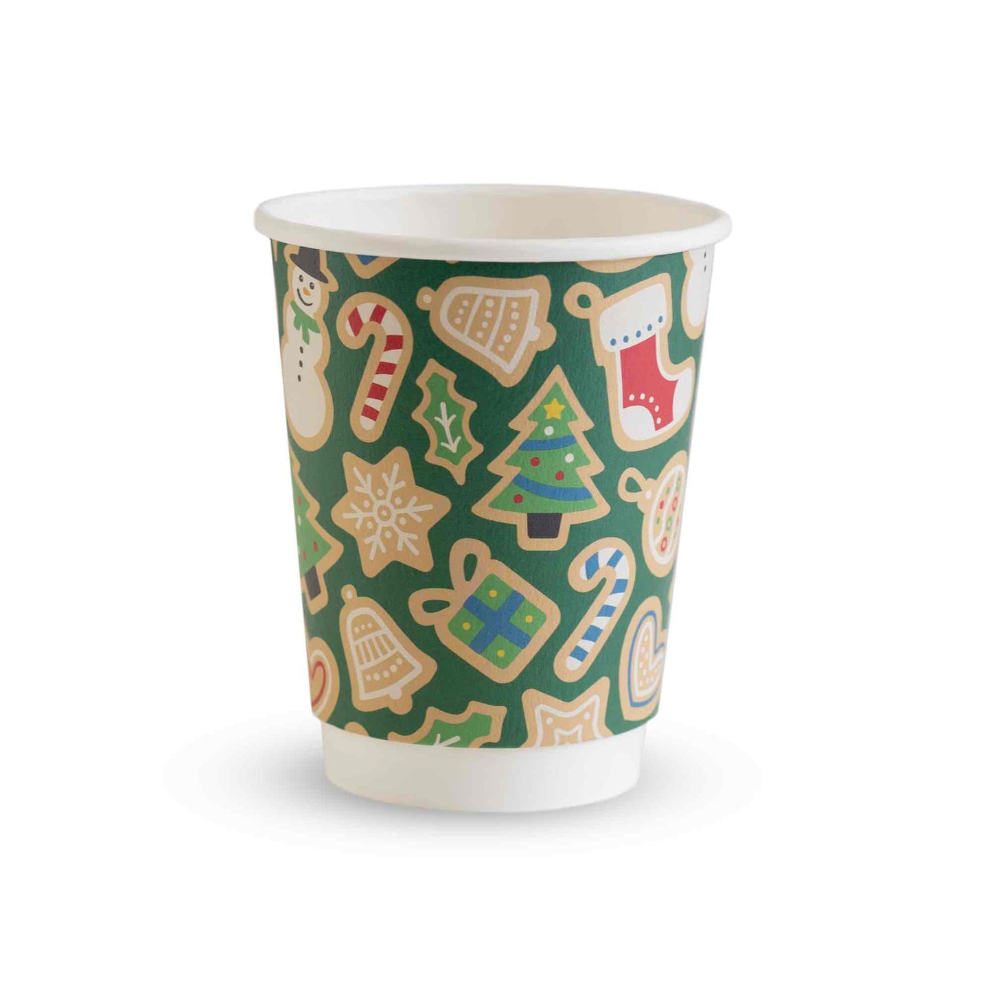 Vegware 12oz Compostable Double Wall Christmas Hot Coffee Cups - Case of 500