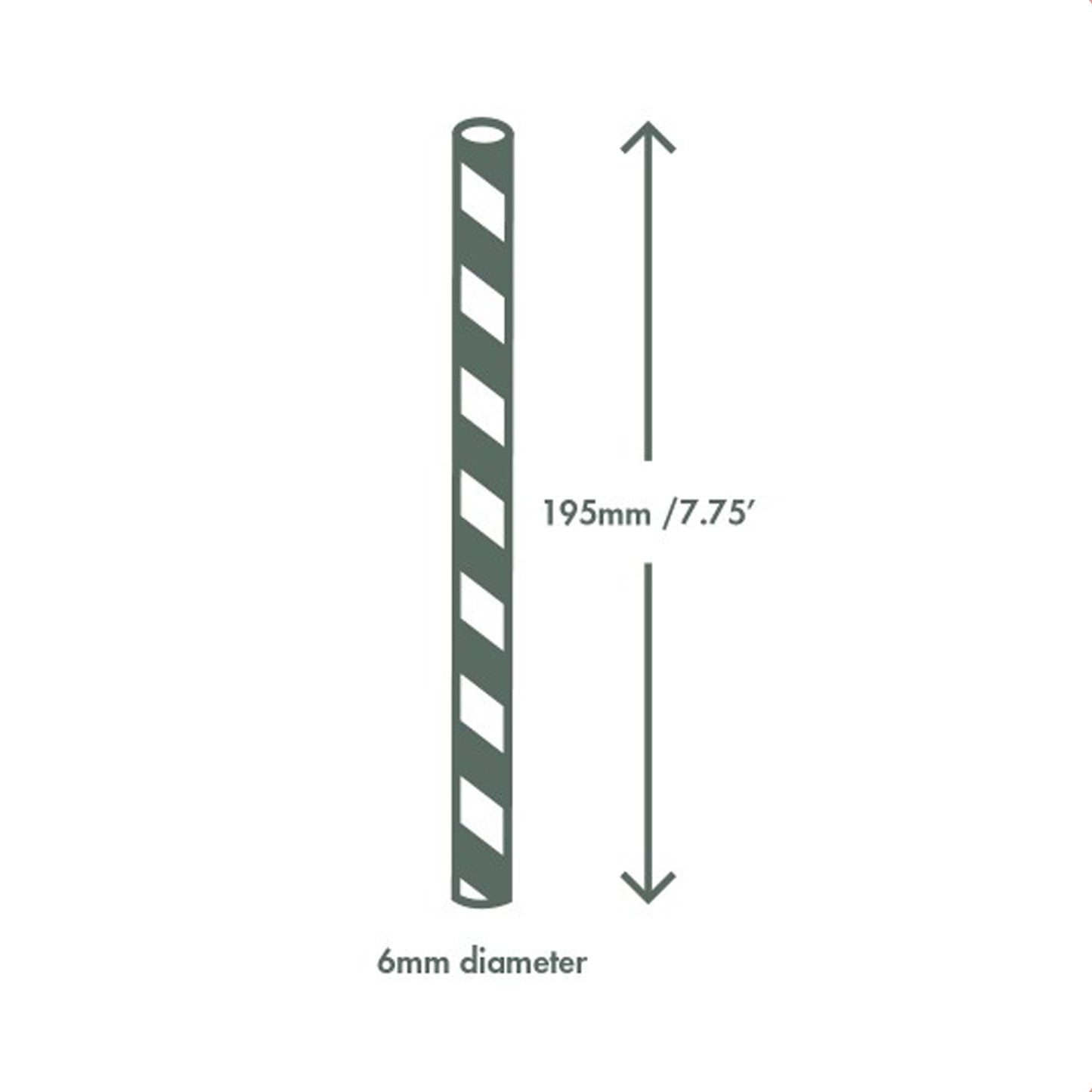 Vegware Compostable Green Stripe 6mm Paper Straw, 7.8in - Case of 5000