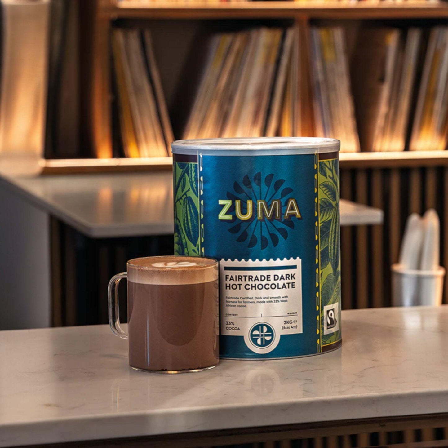 Zuma Fairtrade Dark Premium Hot Chocolate 33% Cocoa 2kg Tin