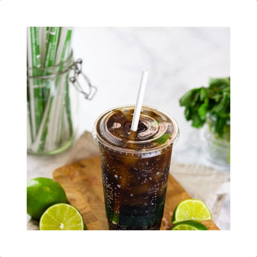 Vegware Compostable Jumbo white 8mm paper straw, wrapped, 7.8in - Case of 3000