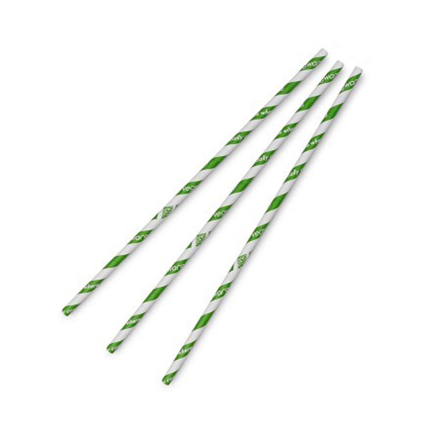 Vegware Compostable Green Stripe 6mm Paper Straw, 7.8in - Case of 5000