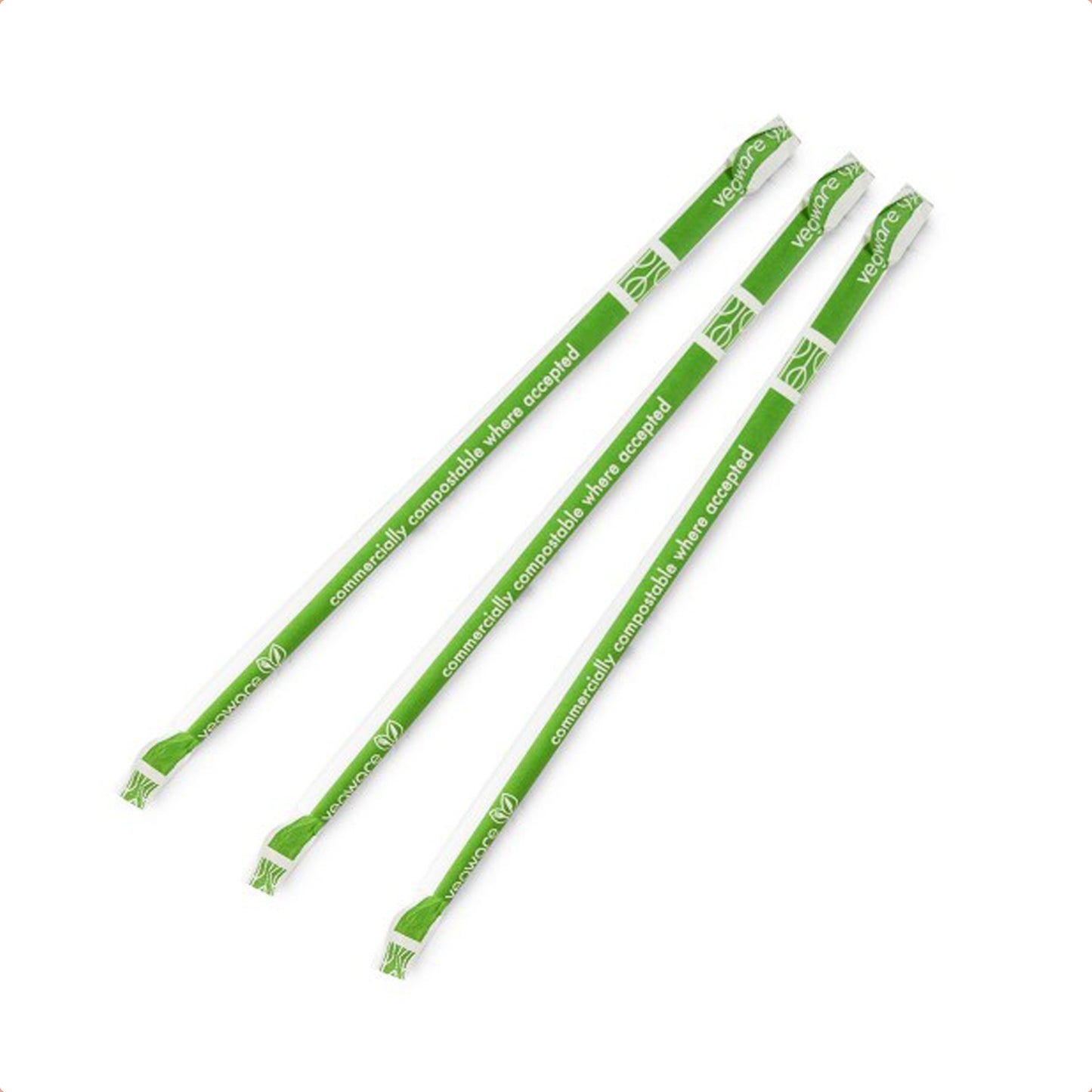 Vegware Compostable Jumbo white 8mm paper straw, wrapped, 7.8in - Case of 3000