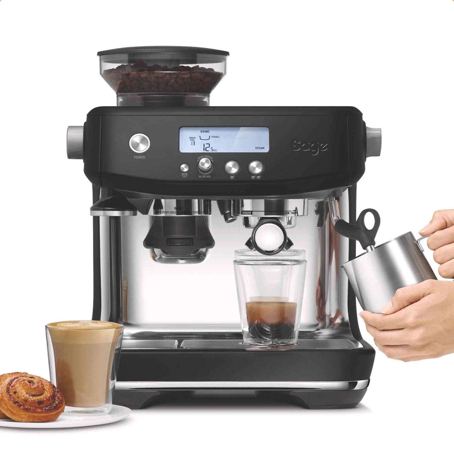 Sage Barista Pro Espresso Machine - Black Truffle - Milk Jug Included