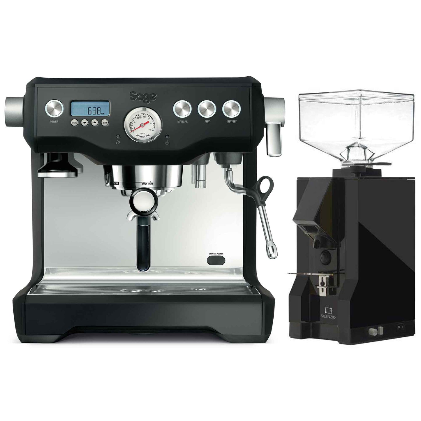 Sage The Dual Boiler Espresso Machine + Eureka Mignon Silenzio Grinder Package
