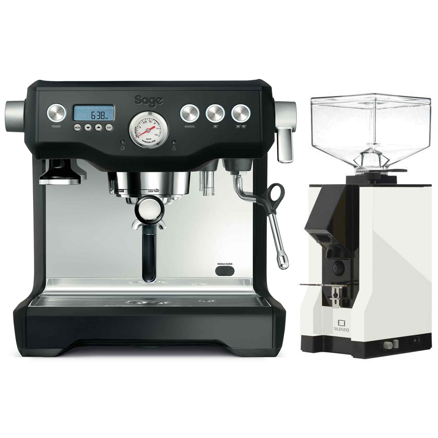 Sage The Dual Boiler Espresso Machine + Eureka Mignon Silenzio Grinder Package