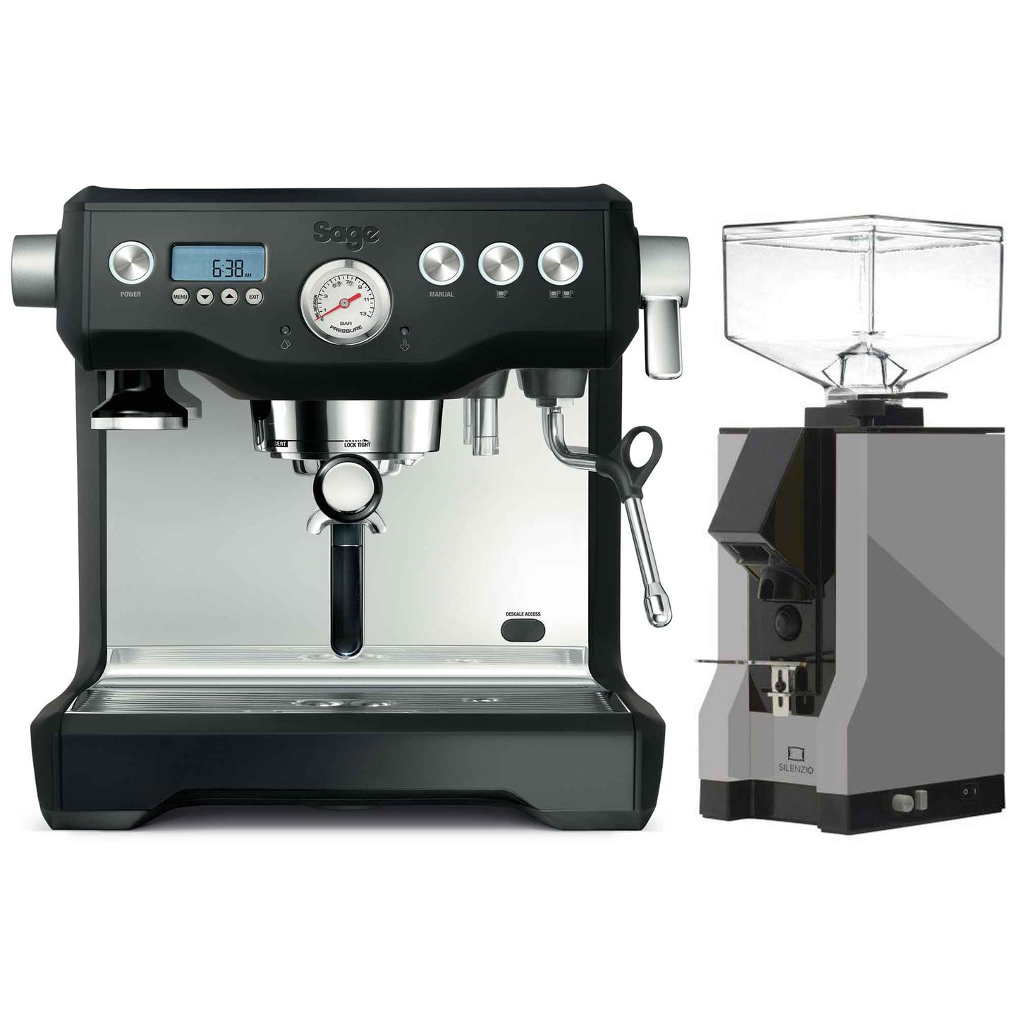 Sage The Dual Boiler Espresso Machine + Eureka Mignon Silenzio Grinder Package