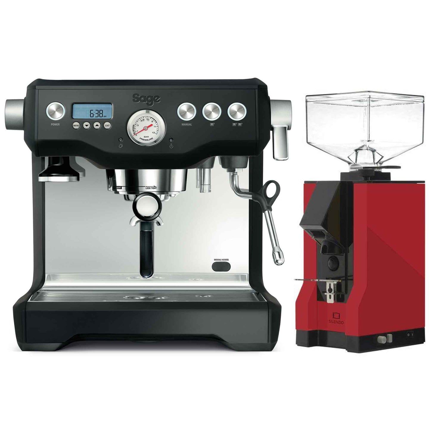 Sage The Dual Boiler Espresso Machine + Eureka Mignon Silenzio Grinder Package