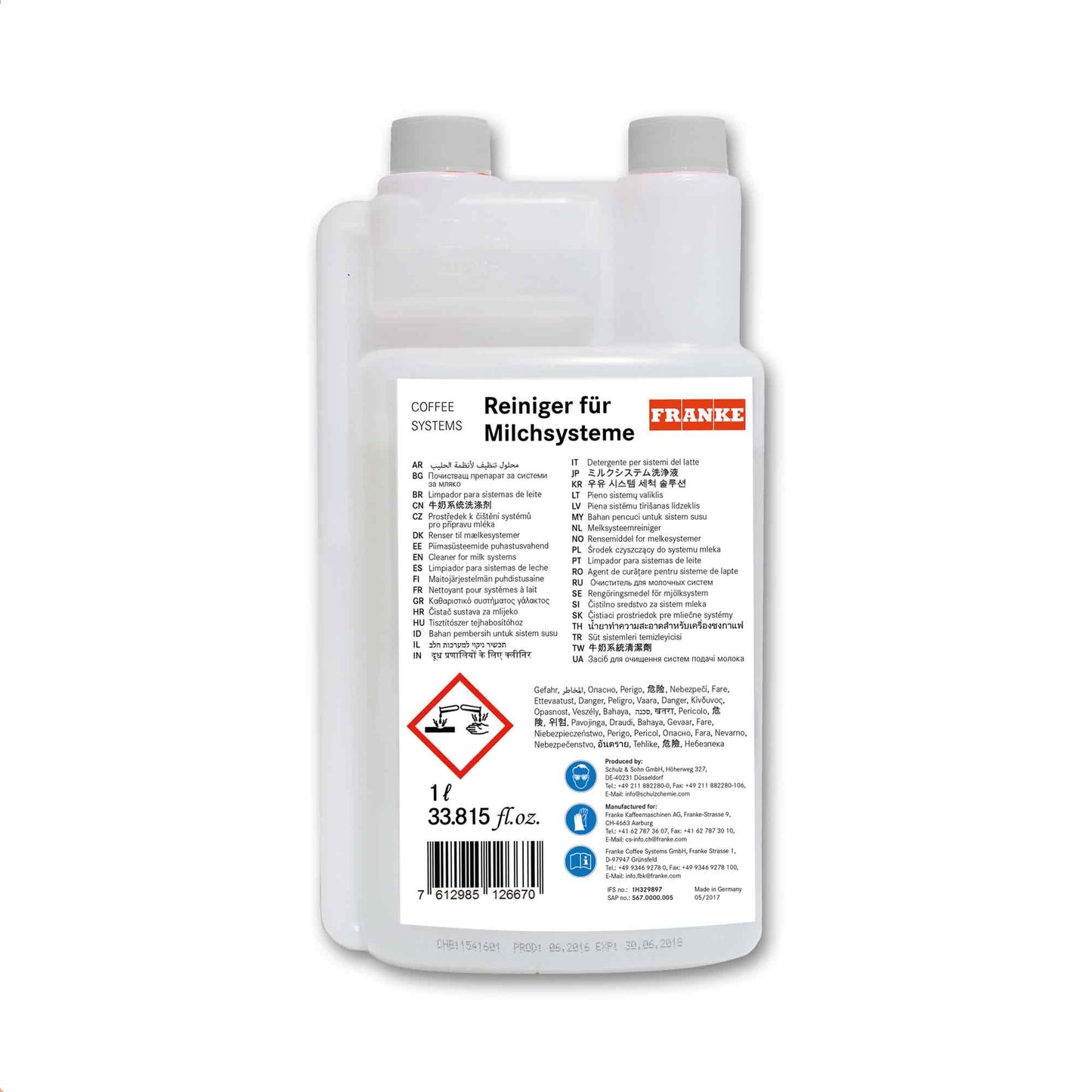 Franke Milk Cleaner Fluid - 1 Litre Bottle