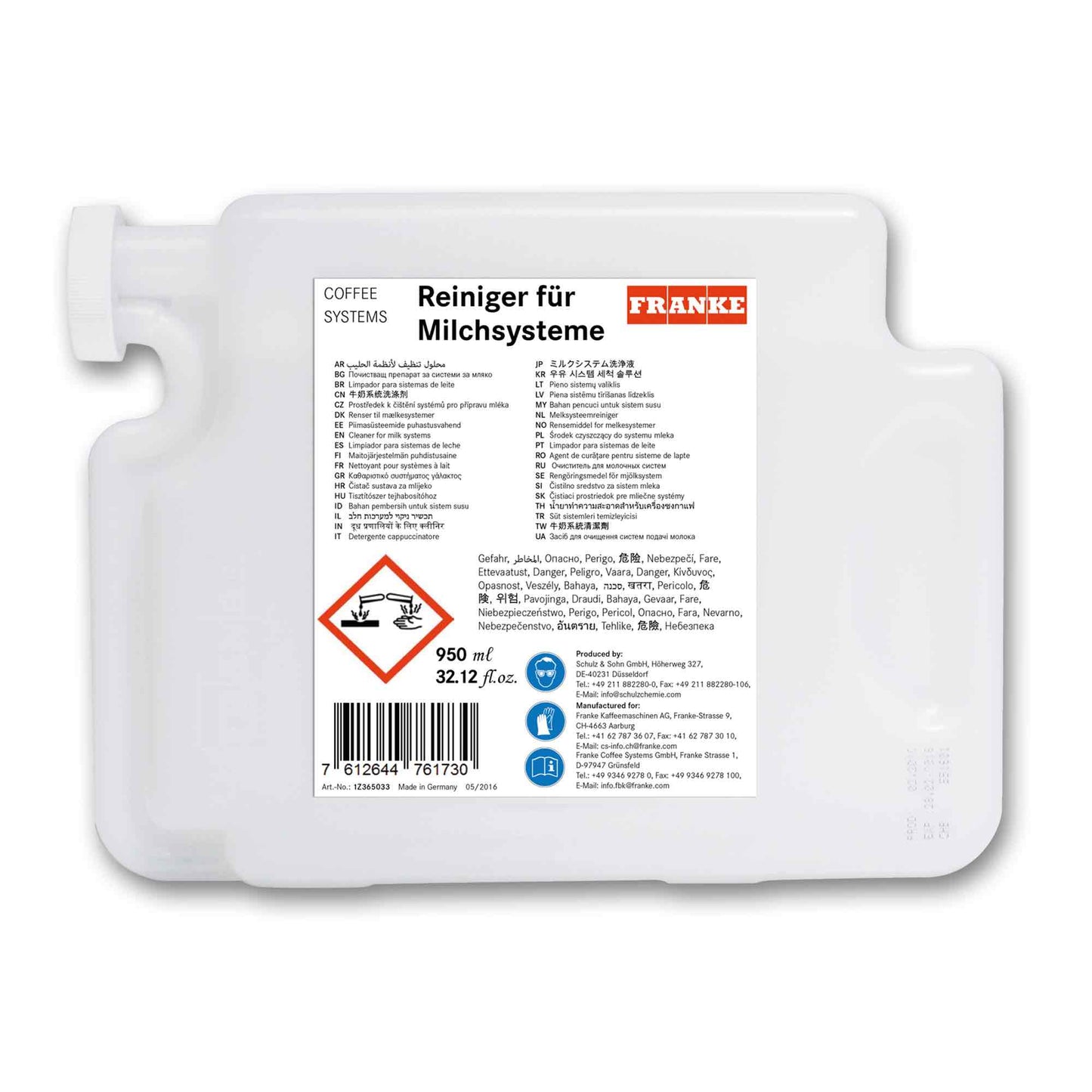 Franke Clean Master (FM CM) Milk Cleaner Cartridge - 1 Litre