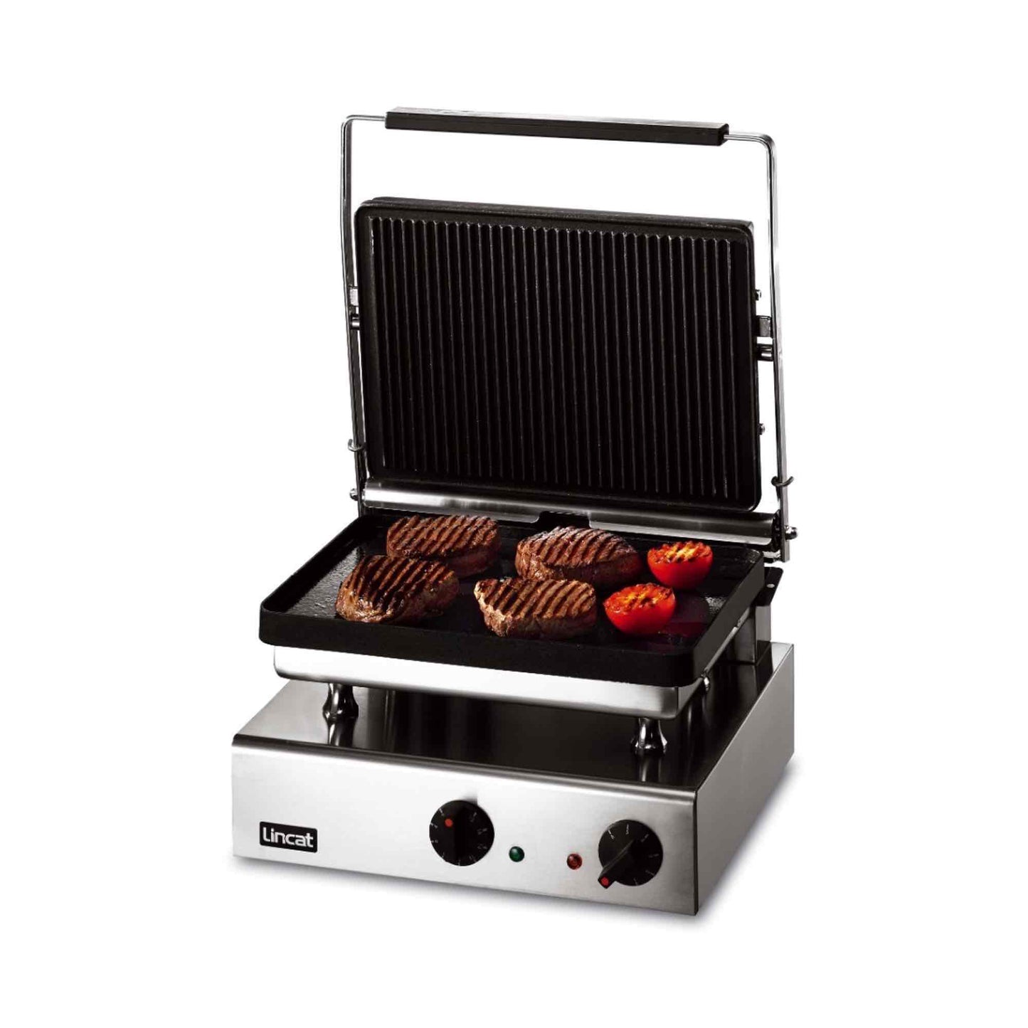 Lincat Lynx 400 Single Heavy Duty Aluminium Contact Grill Flat Base & Ribbed Top - GG1R - 395mm
