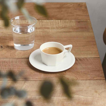 Kinto Oct Porcelain Cup and Saucer - White - 8oz