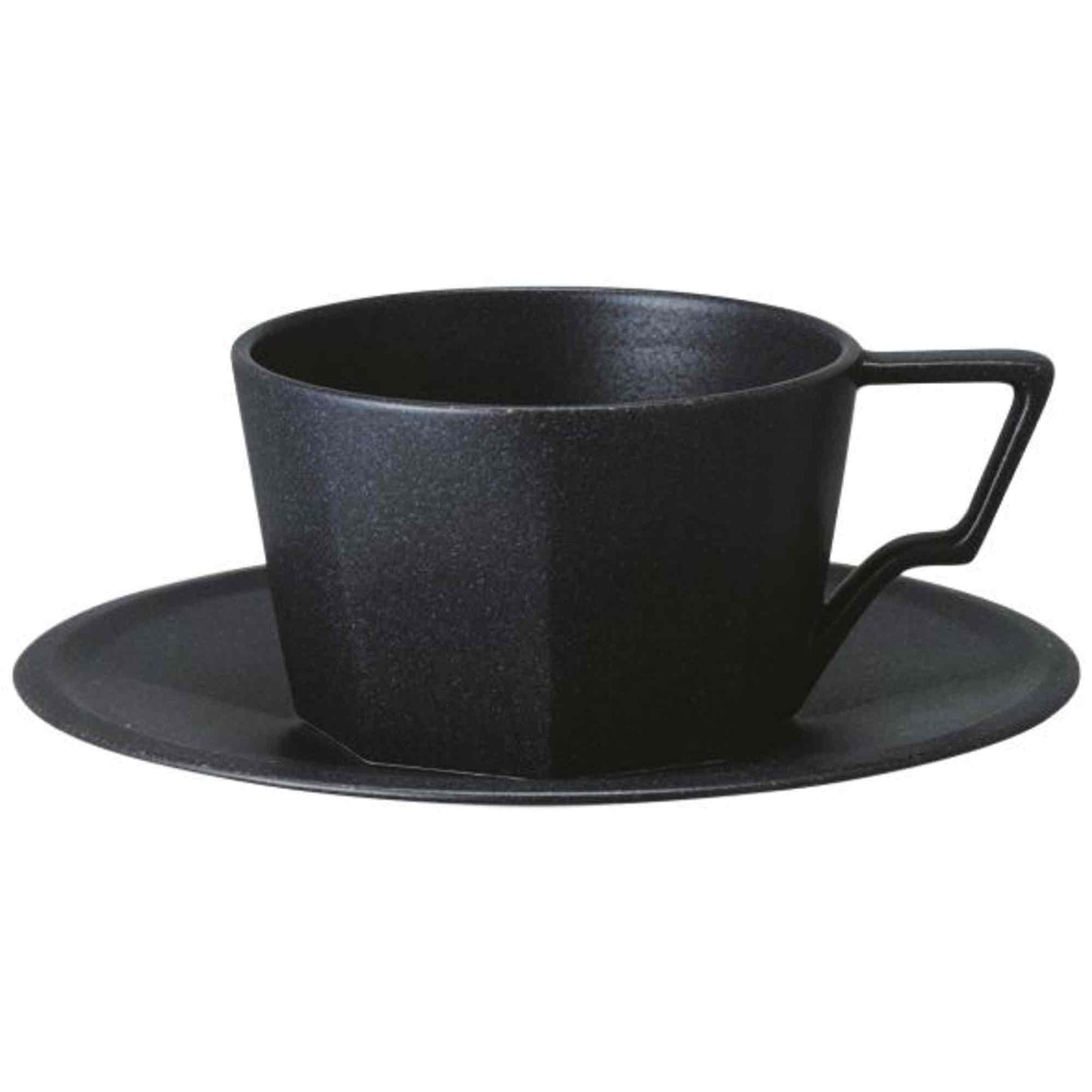 Kinto Oct Porcelain Cup and Saucer - Black - 11oz