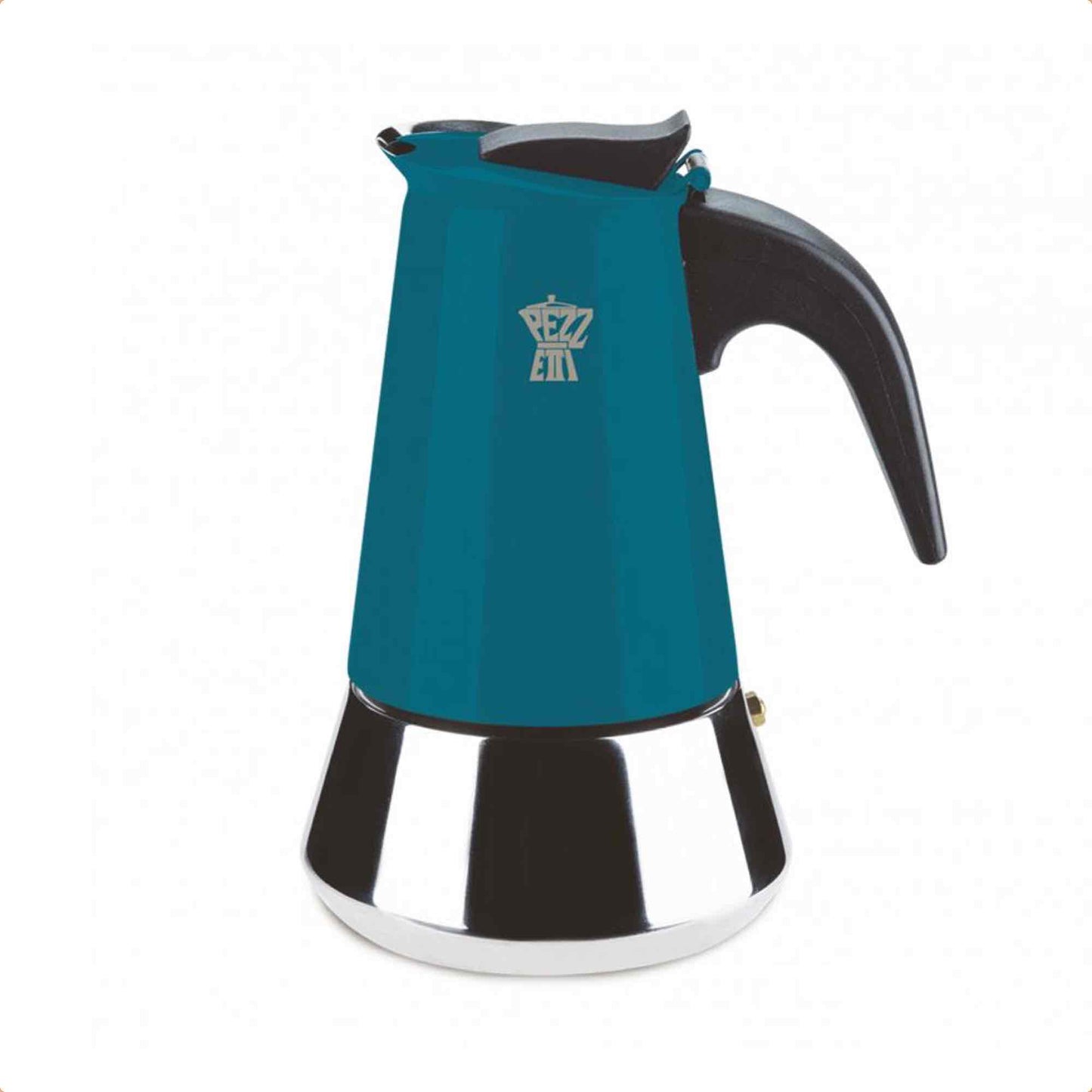 Pezzetti Steelexpress Stove Top Moka Pot - 6 Cup - Teal Blue