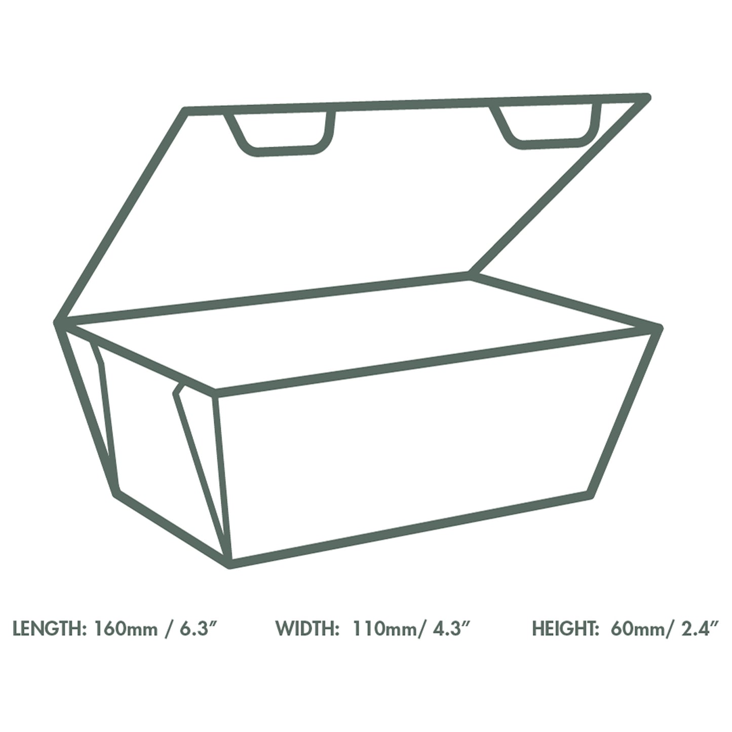 Vegware Compostable 6 x 5in Microflute Hinged Hot Food Box - Case of 300