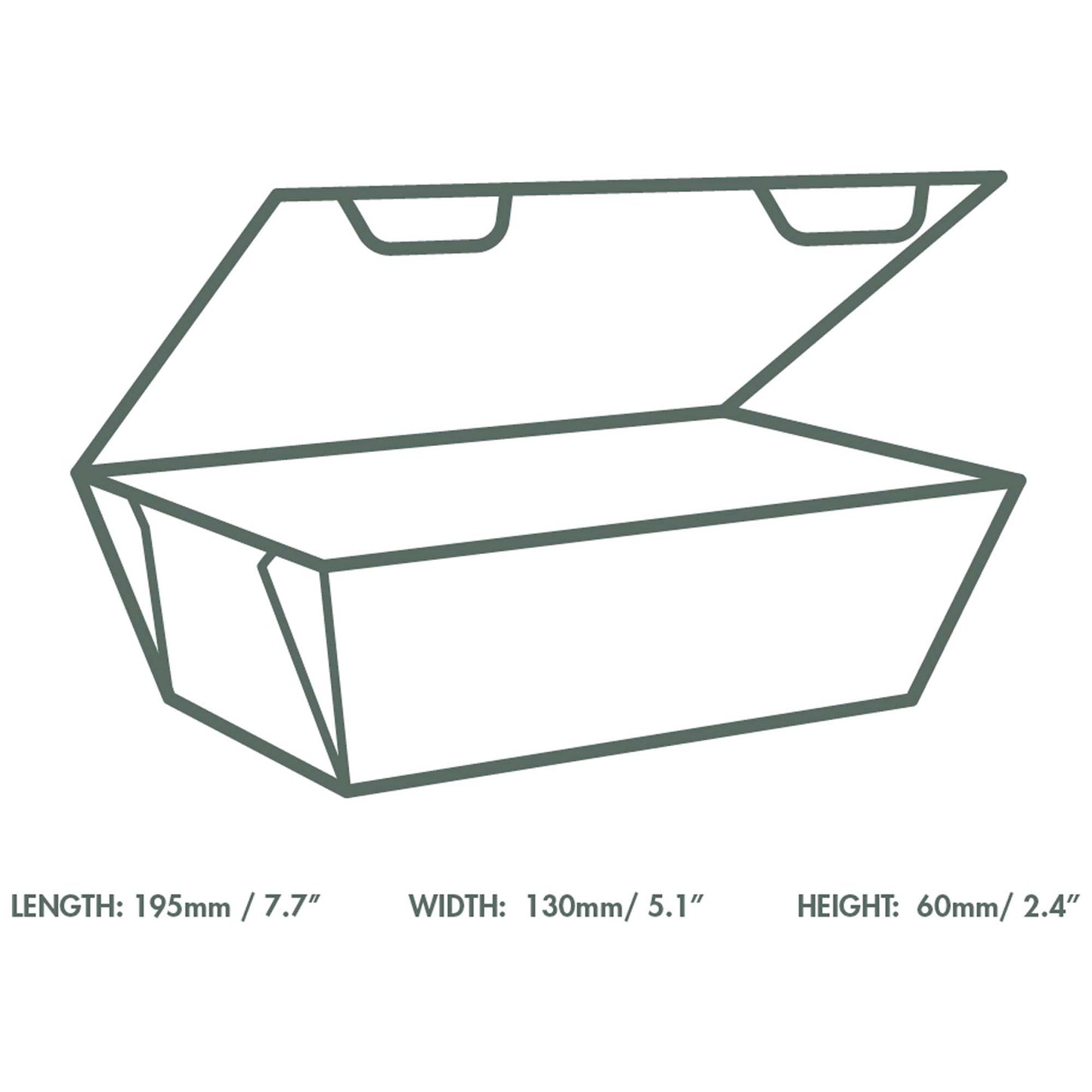 Vegware Compostable 8 x 5in Microflute Hinged Hot Food Box - Case of 250