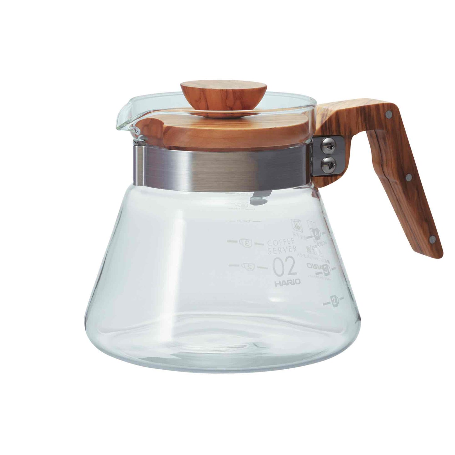 Hario V60 02 Olive Wood Glass Server - 600ml