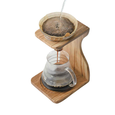 Hario V60 02 Olive Wood Pour Over Gift Set - 4 Cup
