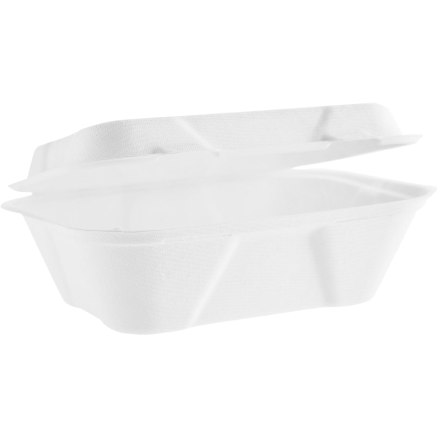 Vegware Compostable 7 x 5in Regular Bagasse Clamshell - White - Case of 500