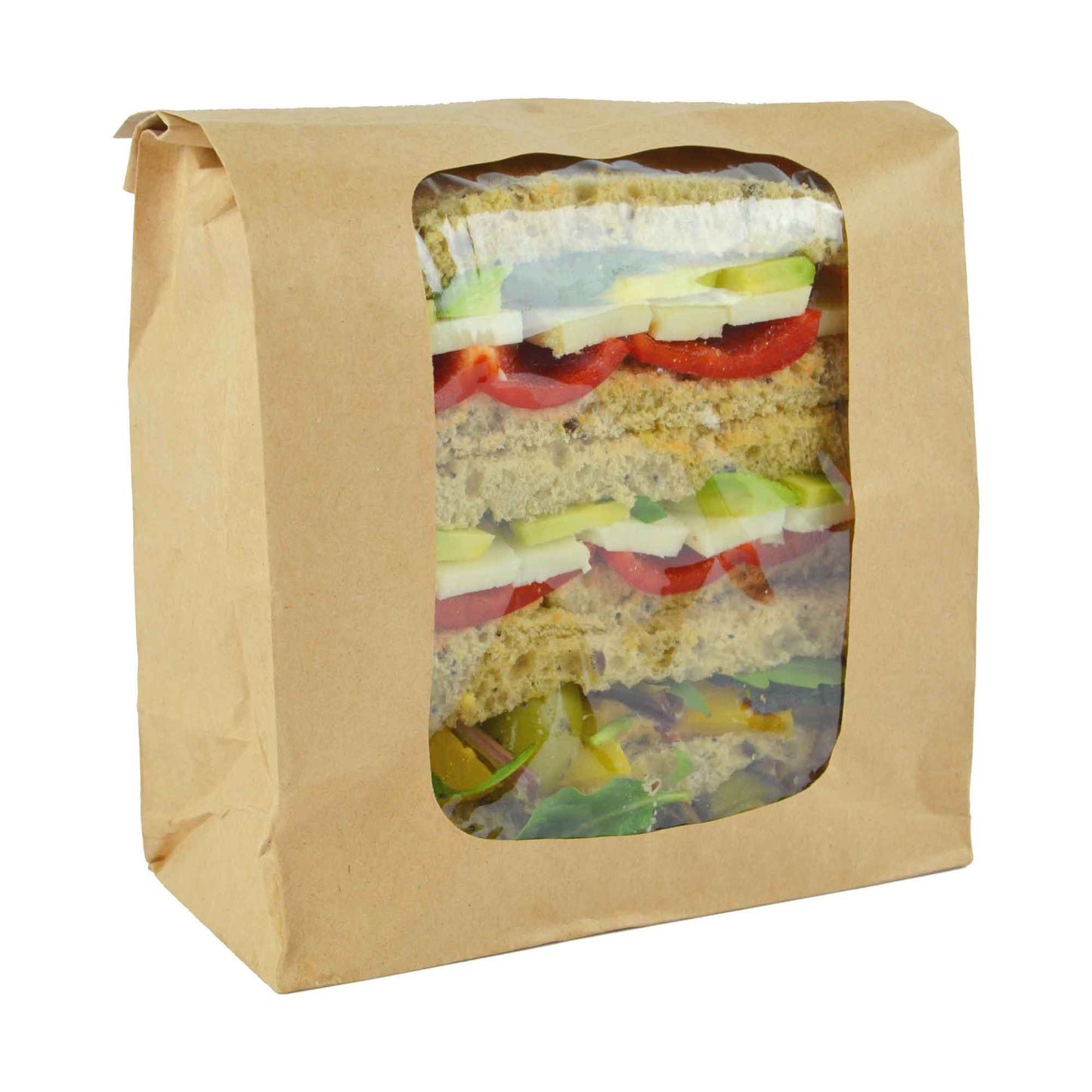 NatureFlex Compostable 6 x 3 x 9in Kraft Window Bloomer Bag - Case of 250