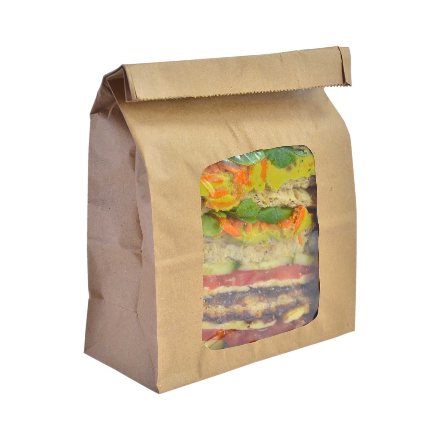 NatureFlex Compostable 6 x 3 x 9in Kraft Window Bloomer Bag - Case of 250