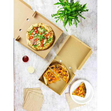 Vegware Compostable 12in Brown Kraft Pizza Box - Case of 100